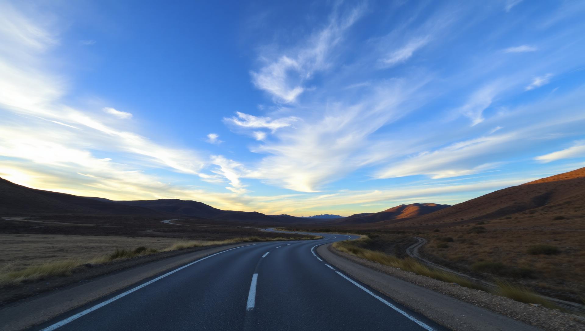 Open American highway at dusk
